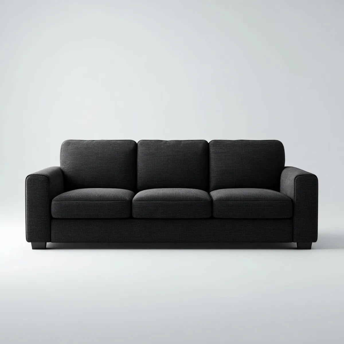 Canapé droit 3 places noir 210 x 90 x 85 cm en polyester forme rectangulaire