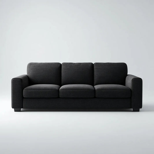 Canapé droit 3 places noir 210 x 90 x 85 cm en polyester forme rectangulaire