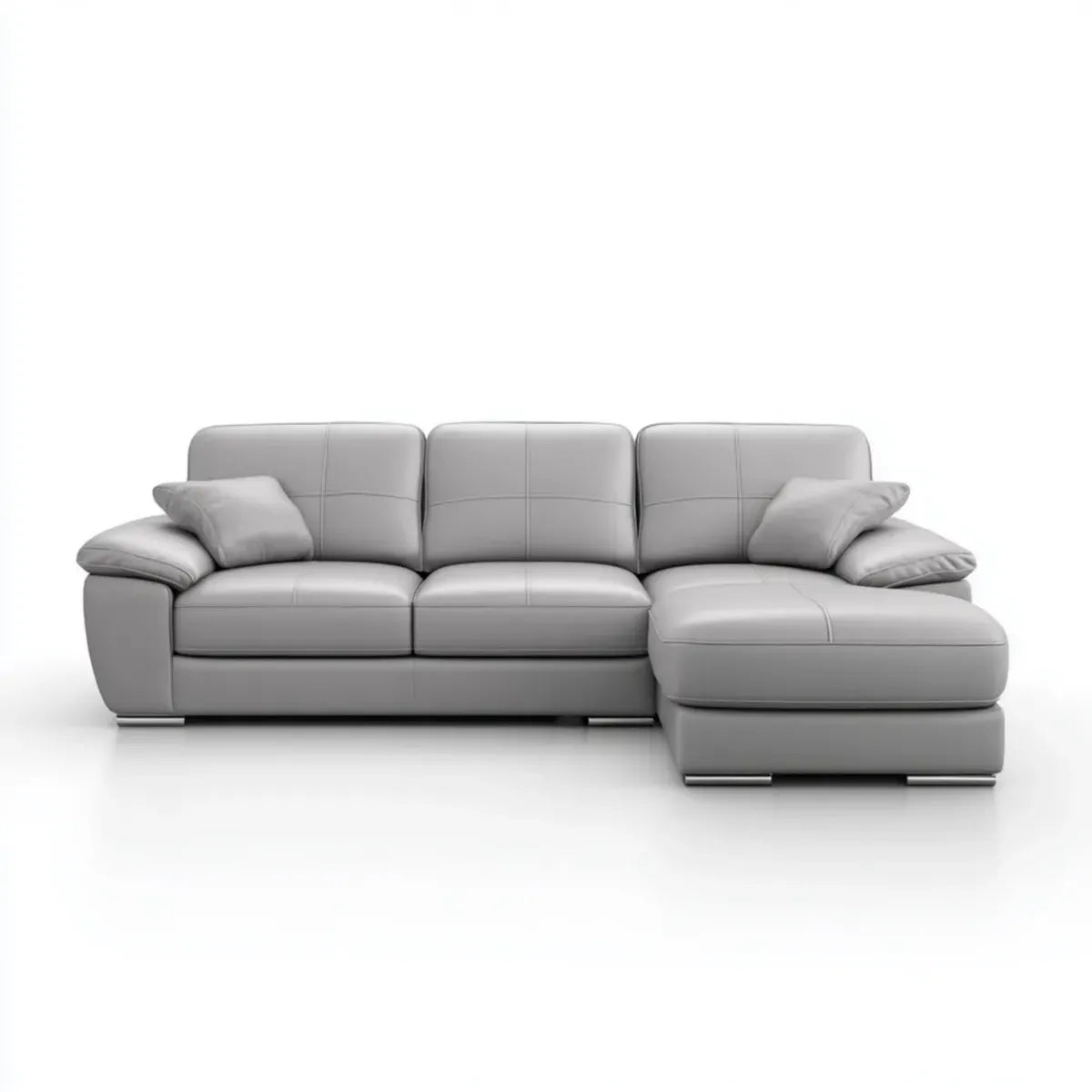 Canapé d'angle droit 3 places gris en PU forme L 280 x 165 x 88 cm