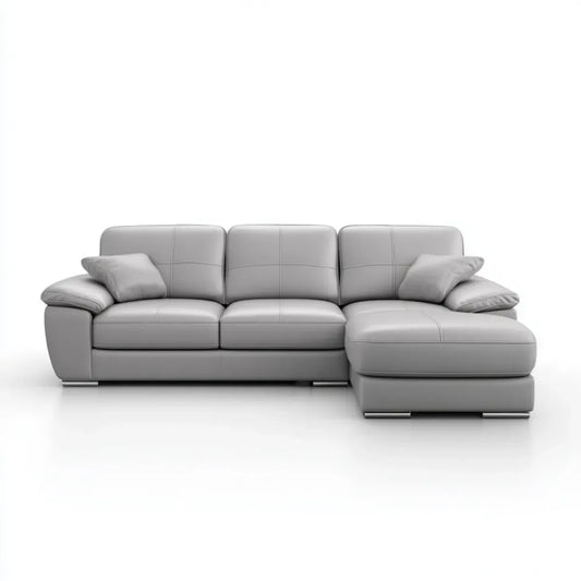 Canapé d'angle droit 3 places gris en PU forme L 280 x 165 x 88 cm