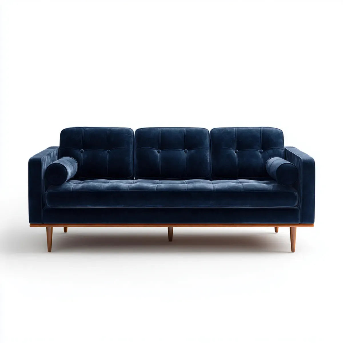 Canapé 3 places bleu nuit en velours de polyester 210 x 88 x 84 cm rectangulaire
