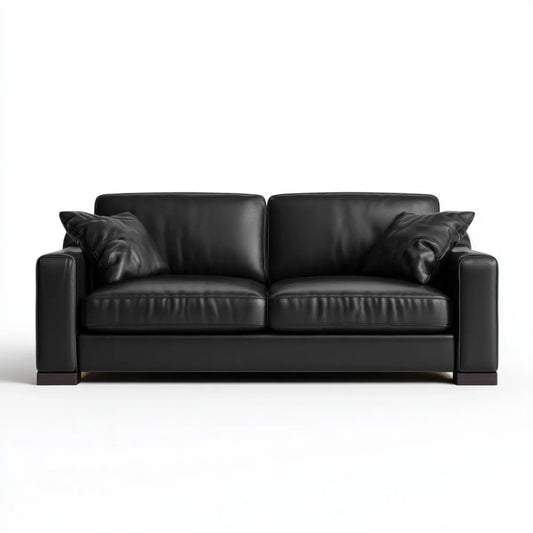 Canapé 2 places noir 170 x 90 x 85 cm en cuir synthétique PU rectangulaire