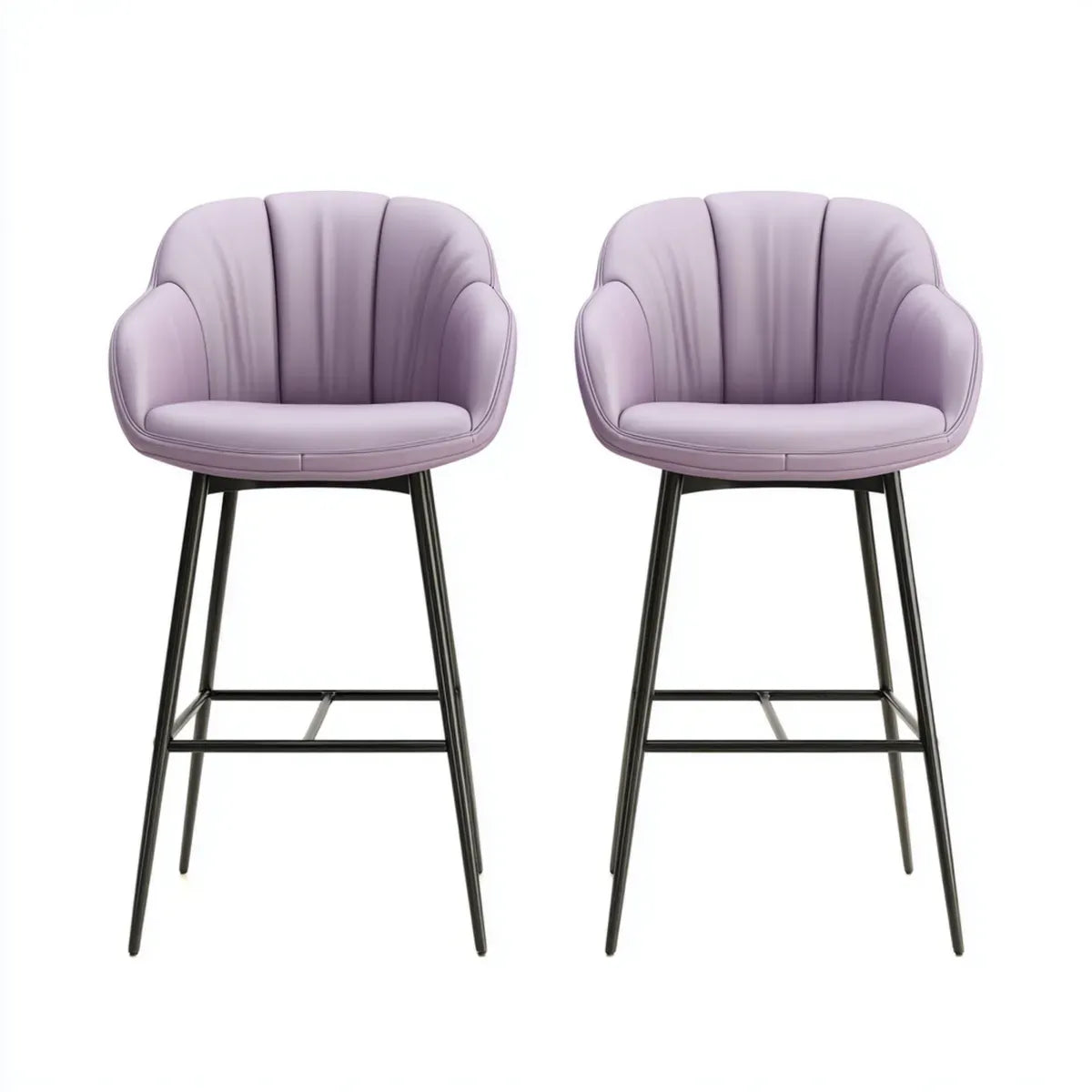 Lot de 2 chaises de bar lilas en similicuir PU forme coquille 48 x 52 x 99 cm