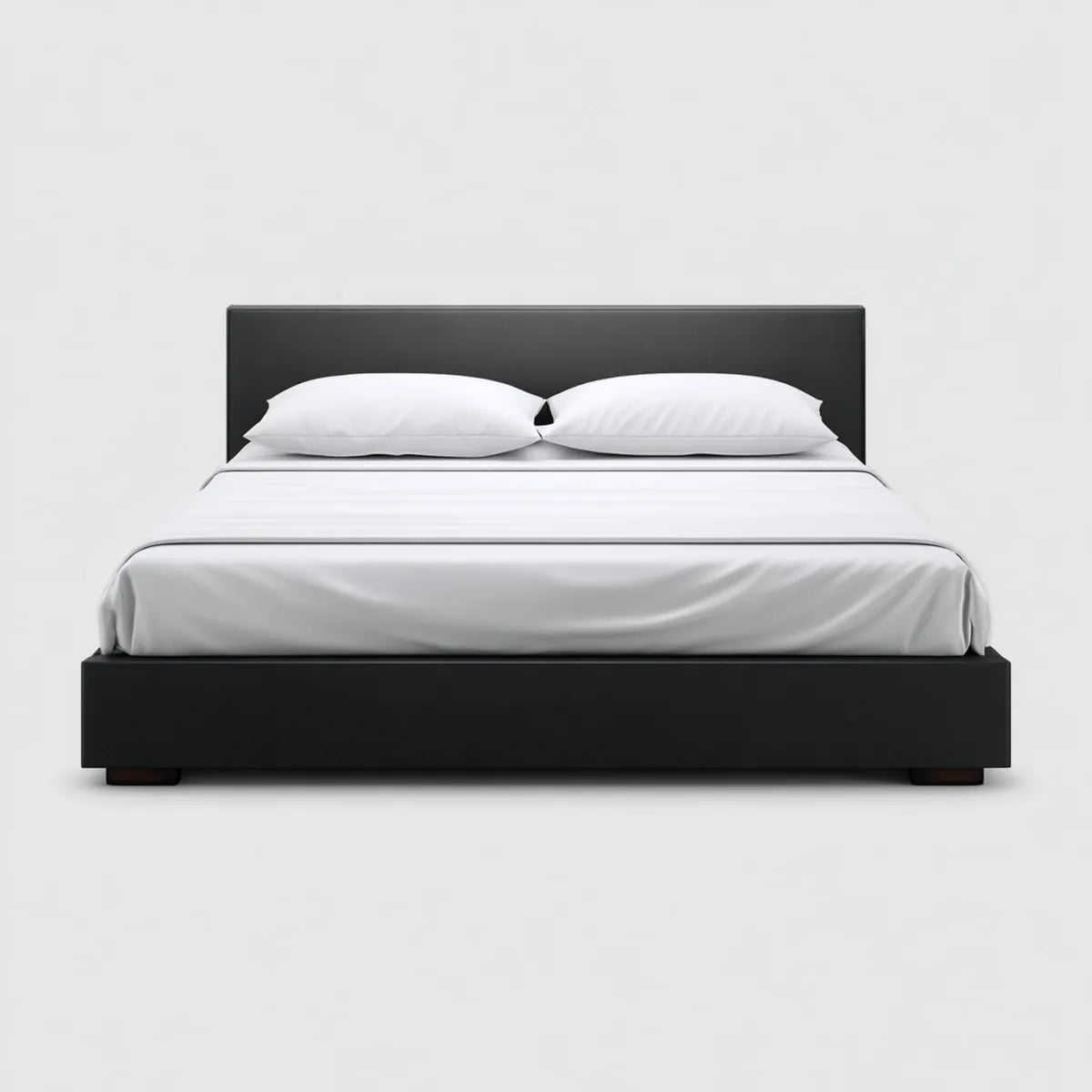 Lit double 160 x 200 cm noir avec tête de lit en PU cadre rectangulaire en MDF