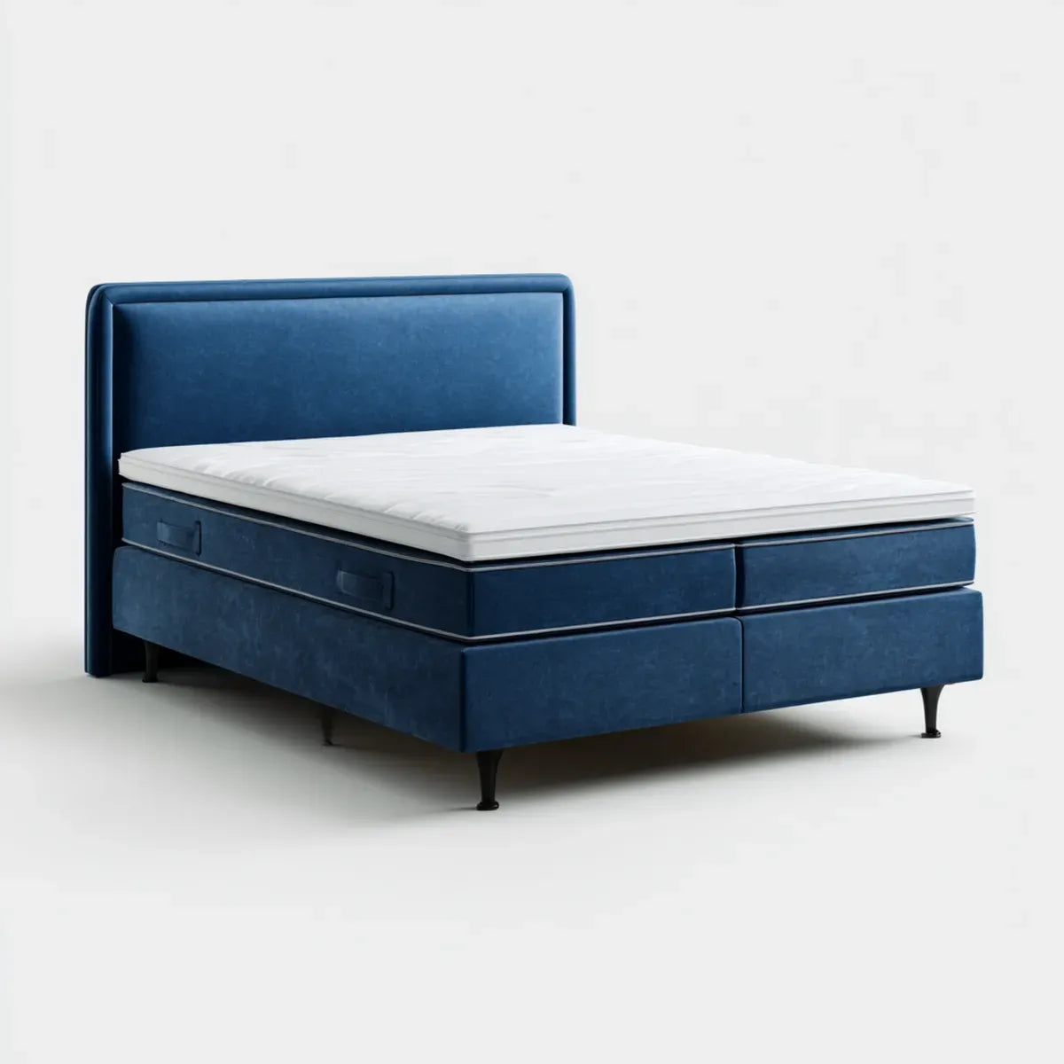 Lit boxspring double avec matelas bleu 160 x 200 cm en velours polyester rectangulaire