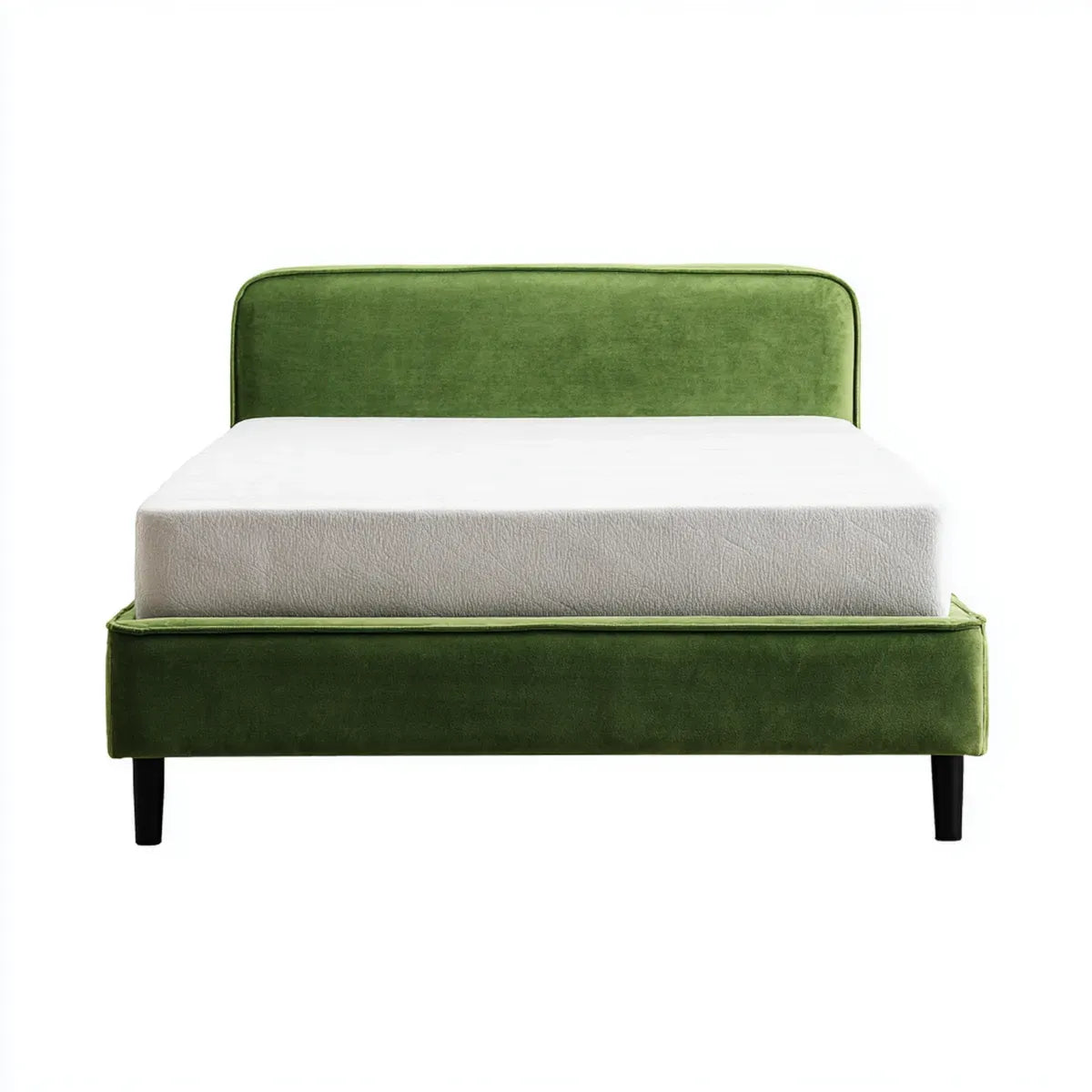Lit double vert en velours polyester 160 x 200 cm rectangulaire