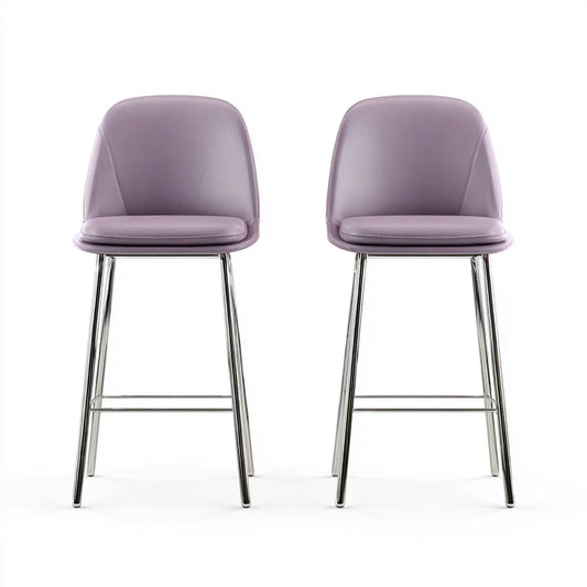 Lot de 2 tabourets de bar violets en cuir synthétique PU avec pieds en acier chromé 46 x 52 x 97 cm