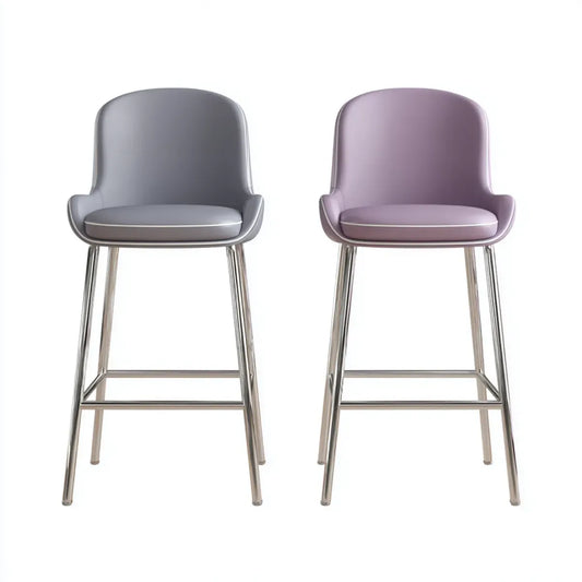 Lot de 2 tabourets de bar gris anthracite et violet en PU avec piètement en acier chromé 44 x 50 x 102 cm